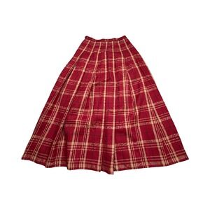 Pendleton Skirt Womens 8 Red Plaid Pleated 28x33 Virgin Wool Vintage Modest